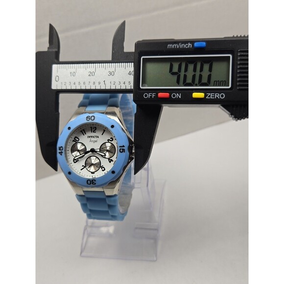 Invicta Angel Womens 40mm Blue Silicone White Dial Date Quartz Watch New Battery main image 11